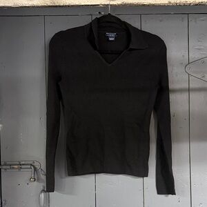 Ann Taylor Classic Black V-Neck Cashmere Sweater